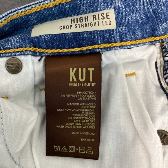 Ellen Capri High Rise Distressed Frayed Hem Straight leg jean Eco size 2 - Picture 4 of 11